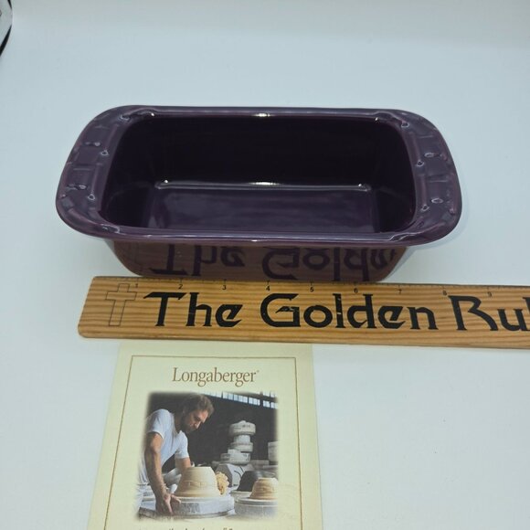 Longaberger Wt Sm Loaf Dish Eggplant Pottery 3162070 With Box Made In China - Picture 3 of 5